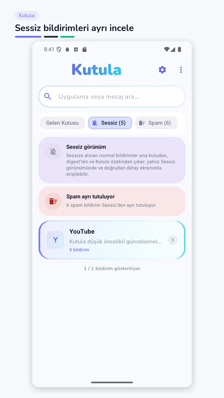 Sessiz bildirimleri ayrı incele